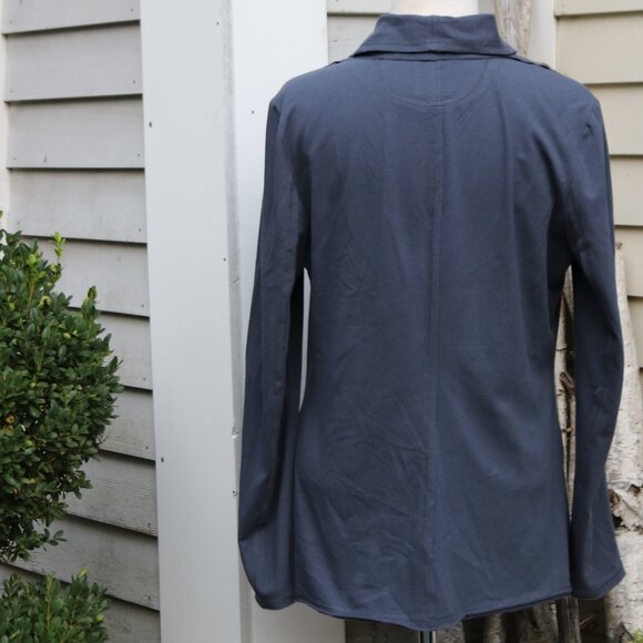 Nic + Zoe Slate Blue Knit Cotton Blend 1 Button Cardigan Blazer Jacket Sz LARGE - Picture 7 of 9